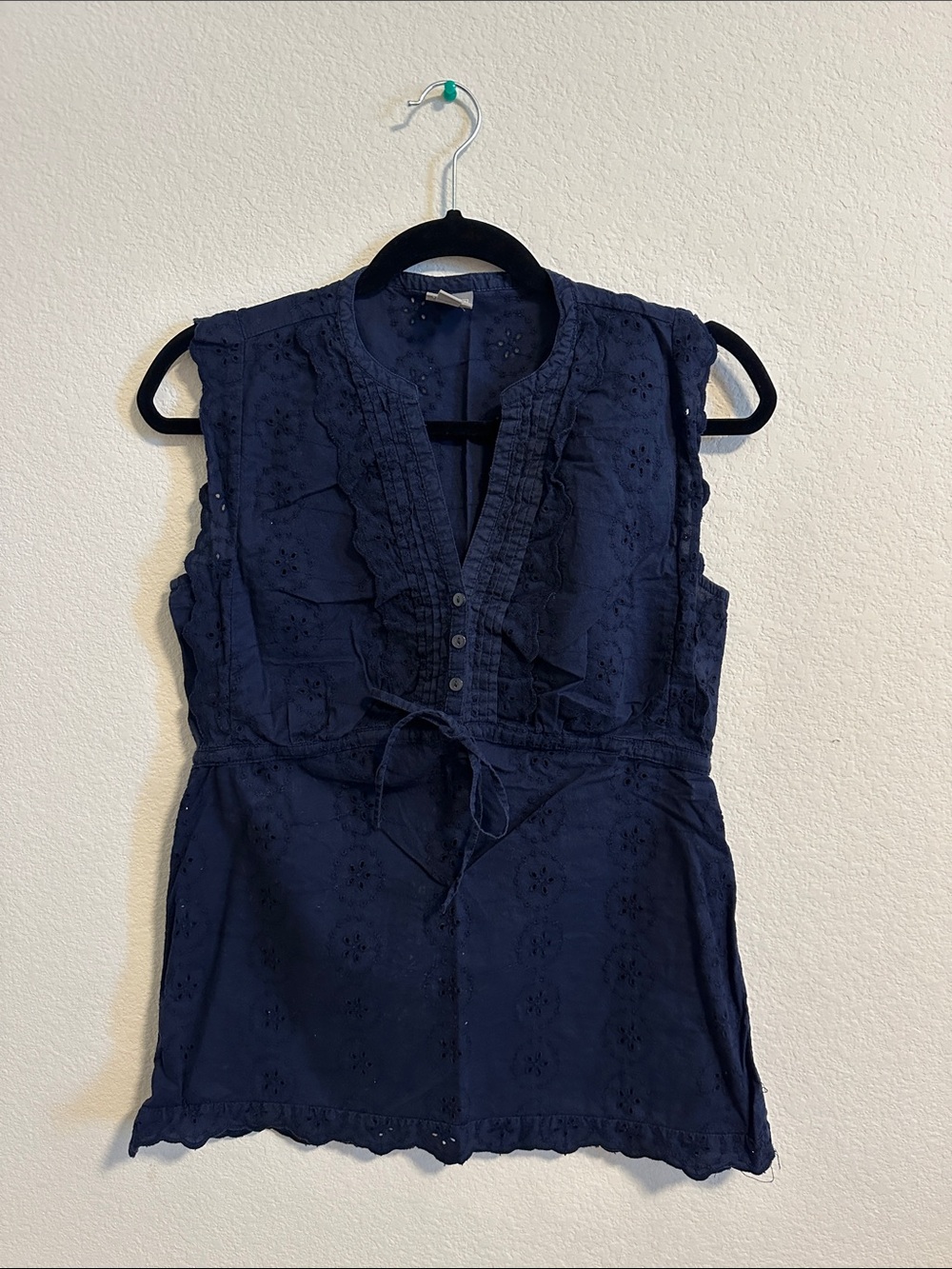 Converse Navy Eyelet Sleeveless Tie-Waist Tunic